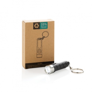 Logo trade promotional giveaway photo of: Globix RCS recycled plastic USB re-chargeable keychain torch