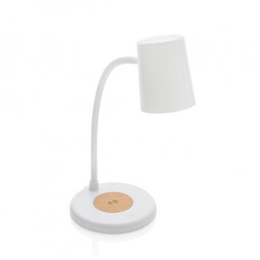 Logo trade promotional product photo of: Zenara RCS recycled plastic and cork 15W wireless desk lamp