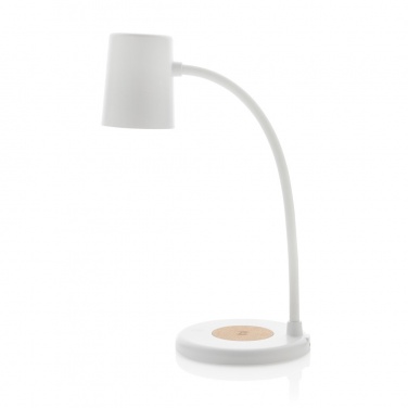 Logo trade business gifts image of: Zenara RCS recycled plastic and cork 15W wireless desk lamp