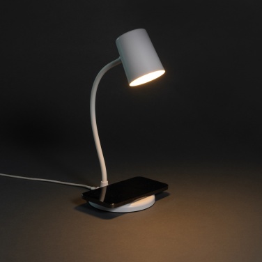 Logotrade corporate gift image of: Zenara RCS recycled plastic and cork 15W wireless desk lamp