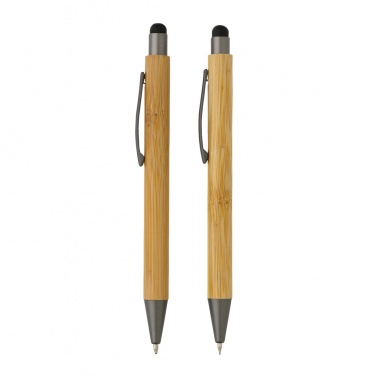 Logo trade corporate gift photo of: Bamboo modern pen set in box