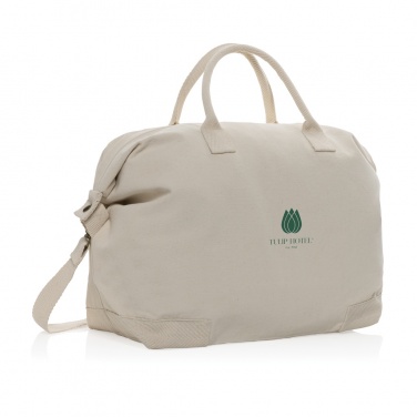 Logo trade promotional products image of: Kezar AWARE™ 500 gsm recycled canvas deluxe weekend bag