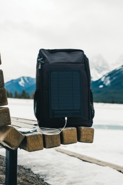 Logo trade corporate gifts picture of: Pedro AWARE™ RPET deluxe backpack with 5W solar panel