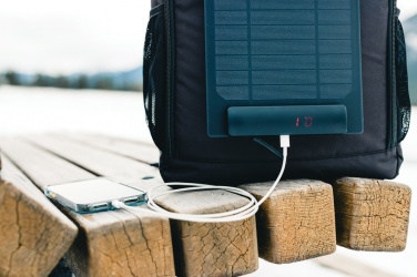 Logo trade advertising products picture of: Pedro AWARE™ RPET deluxe backpack with 5W solar panel