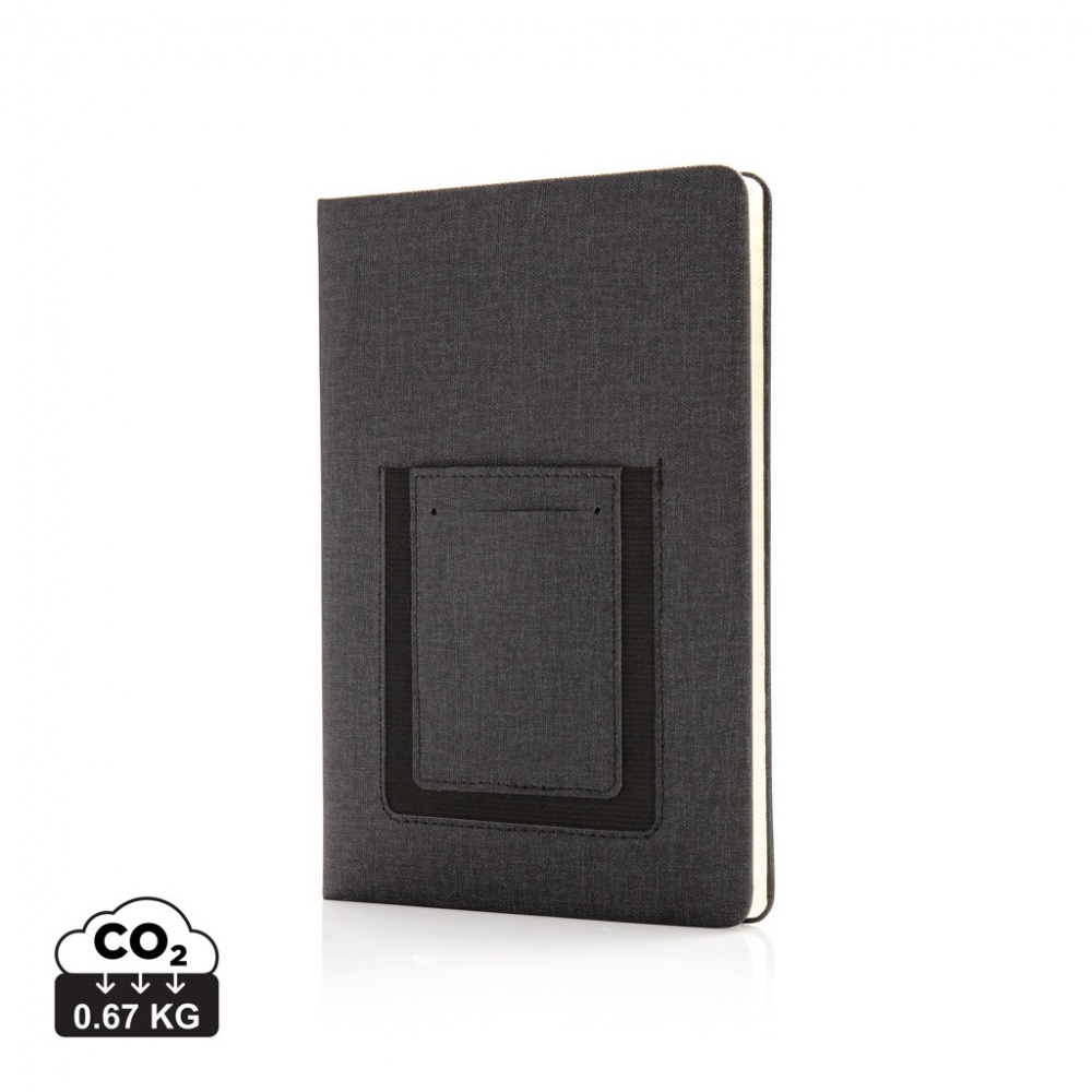 Logo trade business gift photo of: Deluxe A5 Notebook with phone pocket