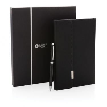 Logotrade promotional product image of: Swiss Peak deluxe A5 notebook and pen set