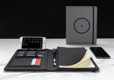 Logotrade corporate gift image of: Air 5W wireless charging notebook with 5000mAh powerbank