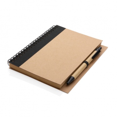 Logo trade promotional gifts image of: Kraft spiral notebook with pen