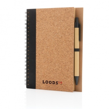 Logo trade promotional gift photo of: Cork spiral notebook with pen