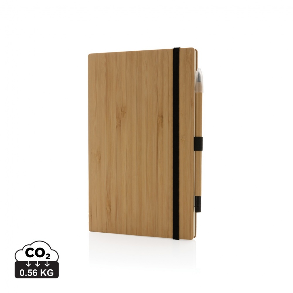 Logo trade promotional gifts picture of: Bamboo notebook and infinity pencil set