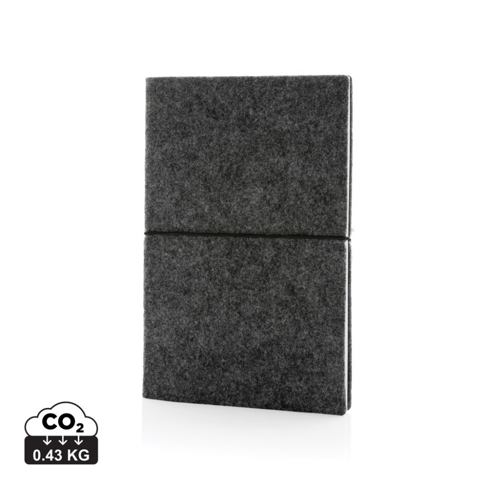 Logotrade promotional gift image of: GRS certified recycled felt A5 softcover notebook
