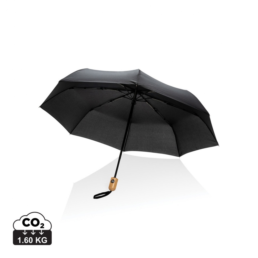 Logotrade promotional merchandise picture of: 21" Impact AWARE™ RPET 190T bamboo auto open/close umbrella
