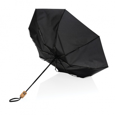 Logo trade promotional products picture of: 21" Impact AWARE™ RPET 190T bamboo auto open/close umbrella
