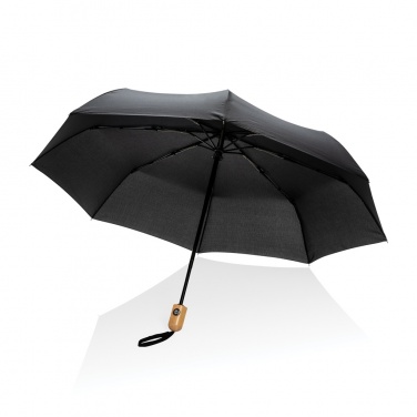 Logo trade promotional gift photo of: 21" Impact AWARE™ RPET 190T bamboo auto open/close umbrella