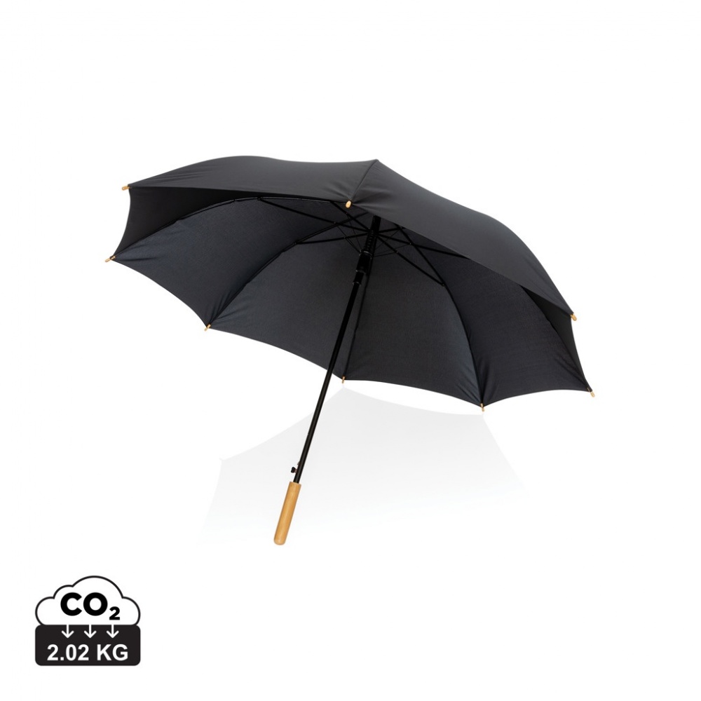 Logotrade promotional product image of: 27" Impact AWARE™ RPET 190T auto open bamboo umbrella