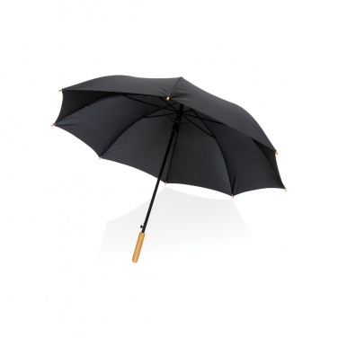 Logo trade promotional giveaways image of: 27" Impact AWARE™ RPET 190T auto open bamboo umbrella