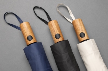 Logo trade corporate gift photo of: Kaycey 21" AWARE™ RPET Acacia wood mini auto open umbrella