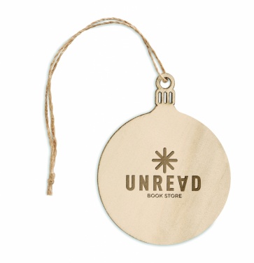 Logo trade promotional merchandise image of: Wooden Tree bauble hanger