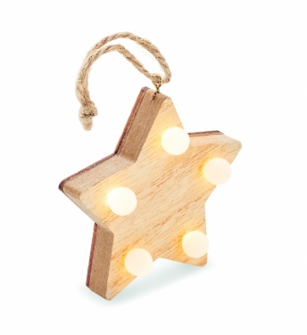 Logo trade promotional merchandise image of: Wooden weed star with lights
