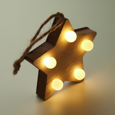 Logo trade advertising products image of: Wooden weed star with lights
