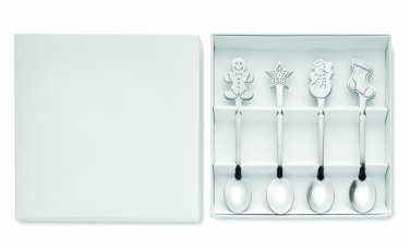 Logo trade promotional merchandise picture of: Set of 4 Christmas tea spoon