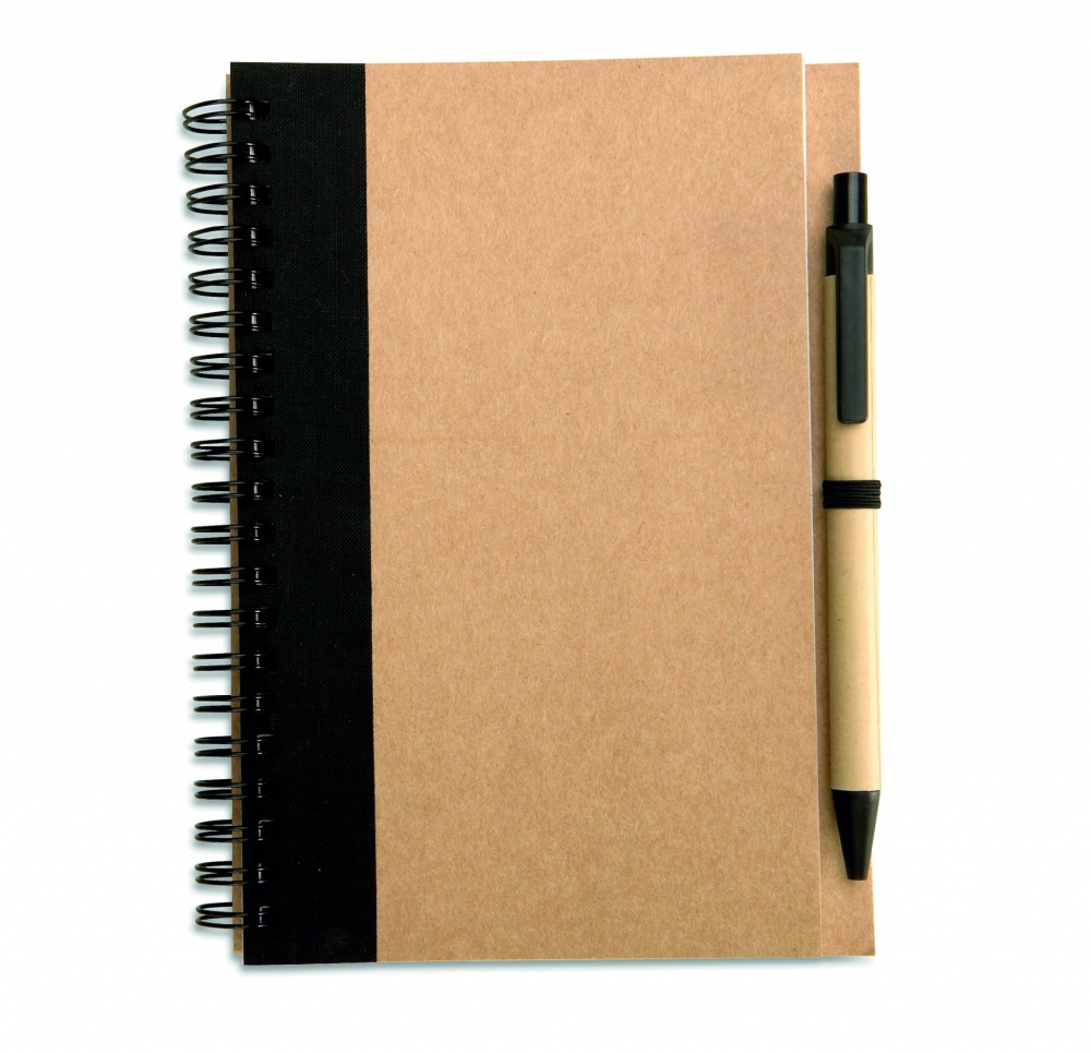 Logo trade corporate gifts image of: B6 recycled notebook with pen