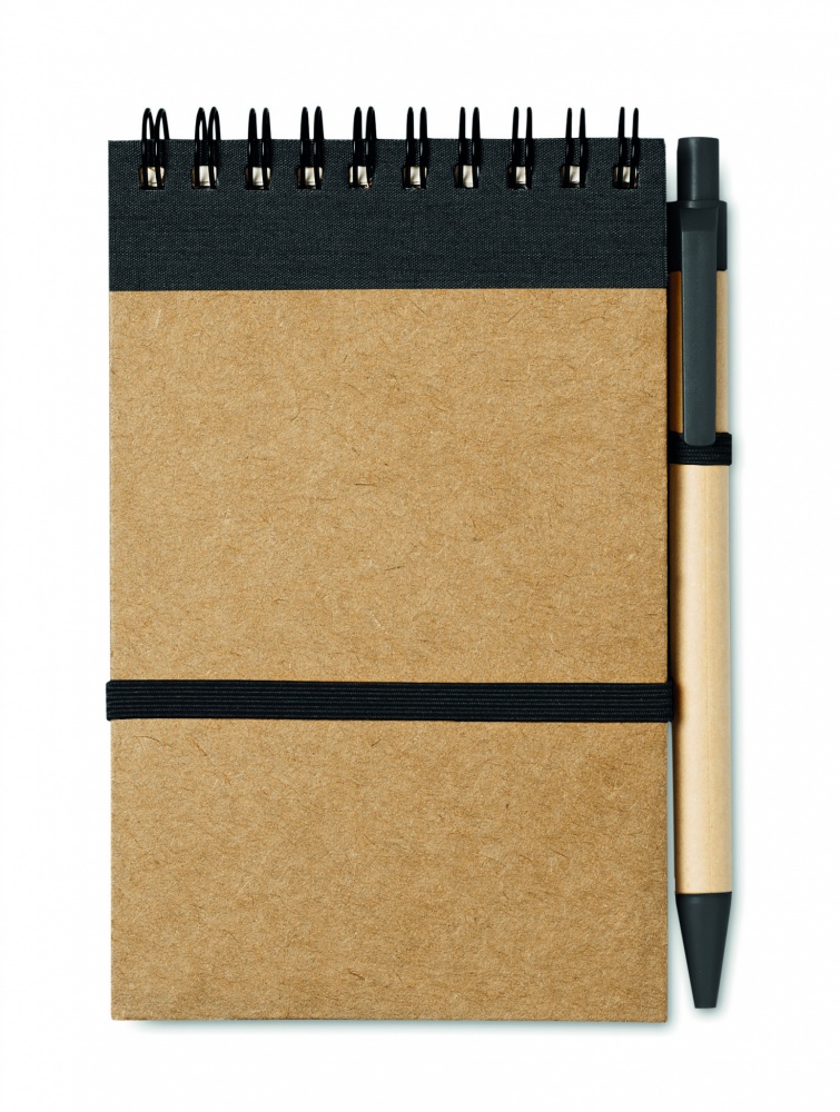 Logo trade promotional gifts image of: A6 recycled notepad with pen