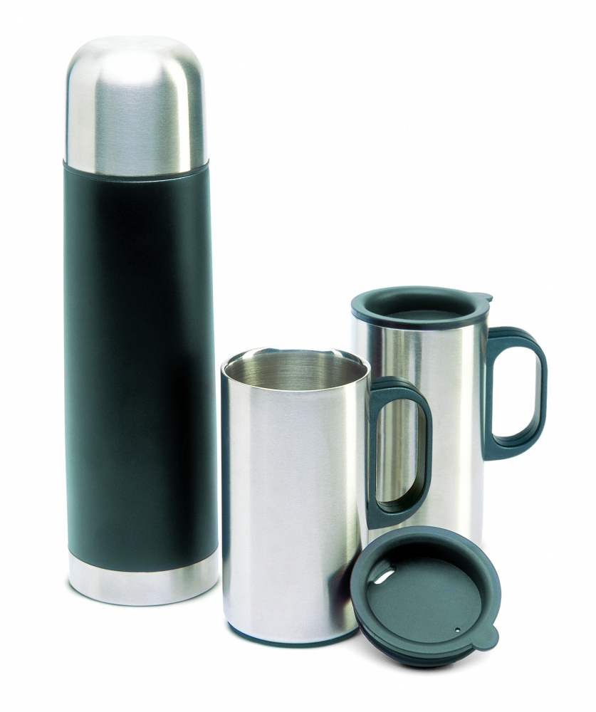 Logo trade promotional items image of: Insulation flask with 2 mugs