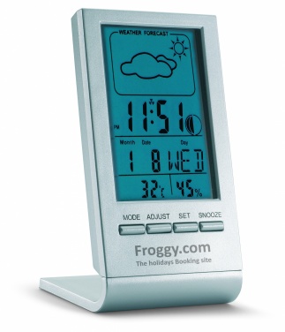 Logo trade promotional merchandise image of: Weather station with blue LCD