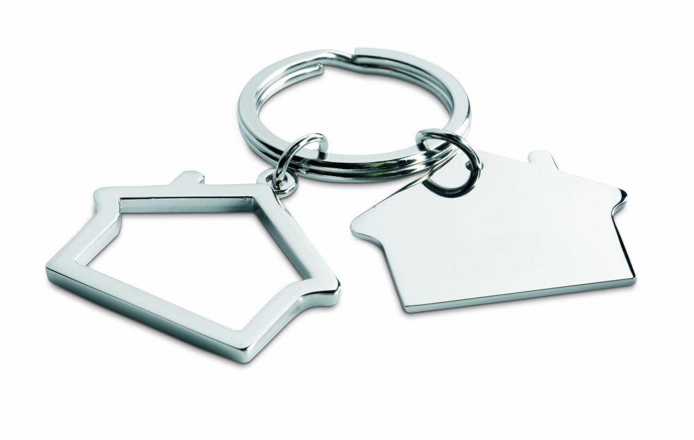 Logo trade promotional gift photo of: Metal key ring house shape Jyvaskyla