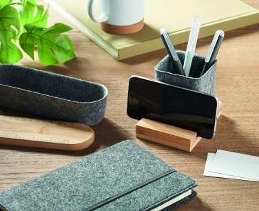 Logotrade promotional products photo of: RPET felt pen pot phone stand