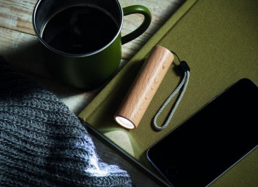 Logo trade promotional giveaway photo of: Beech wood rechargeable torch