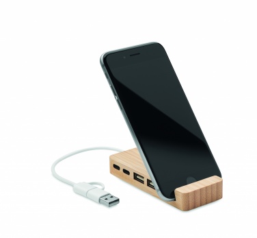 Logo trade promotional giveaway photo of: Bamboo USB 4 ports hub