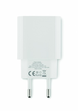 Logotrade promotional product picture of: 20W 2 port USB charger EU plug