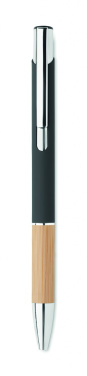 Logo trade promotional gifts image of: Ballpoint pen made of aluminum with a bamboo grip