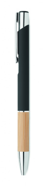 Logo trade promotional giveaways image of: Ballpoint pen made of aluminum with a bamboo grip