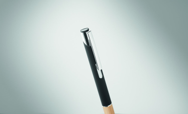 Logo trade business gifts image of: Ballpoint pen made of aluminum with a bamboo grip