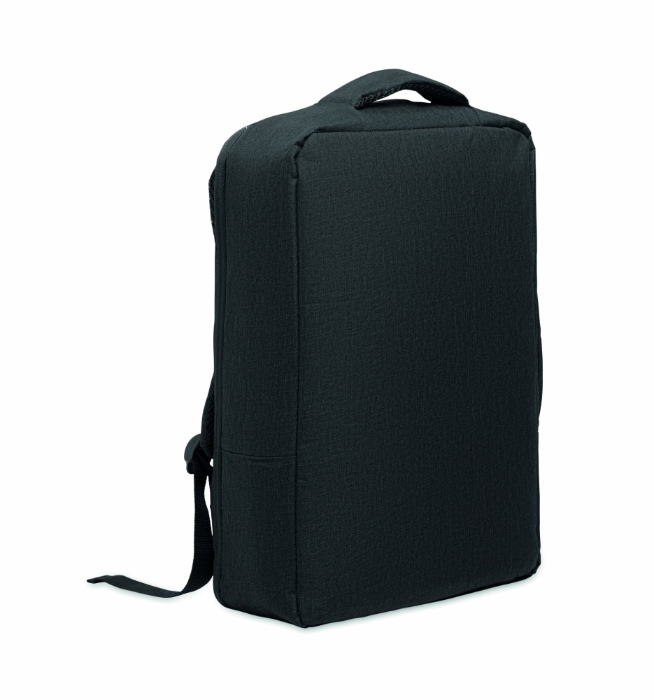 Logotrade promotional merchandise picture of: A safe 15-inch laptop backpack made of 300D RPET with a 210D RPET lining and customizable printing.