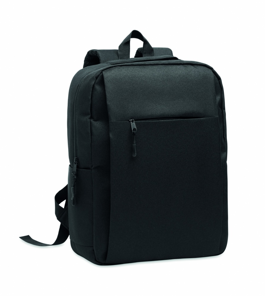 Logo trade promotional products image of: Slim 15 inch laptop backpack made of 600D RPET polyester with a 210D lining and customizable printing