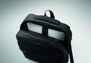 Logo trade promotional giveaway photo of: Slim 15 inch laptop backpack made of 600D RPET polyester with a 210D lining and customizable printing