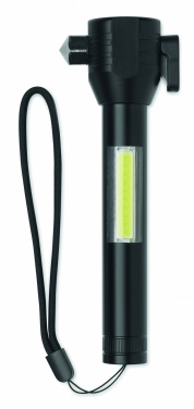 Logo trade promotional giveaways picture of: 3-in-1 aluminum flashlight with an emergency hammer and seatbelt cutter, customizable with printing