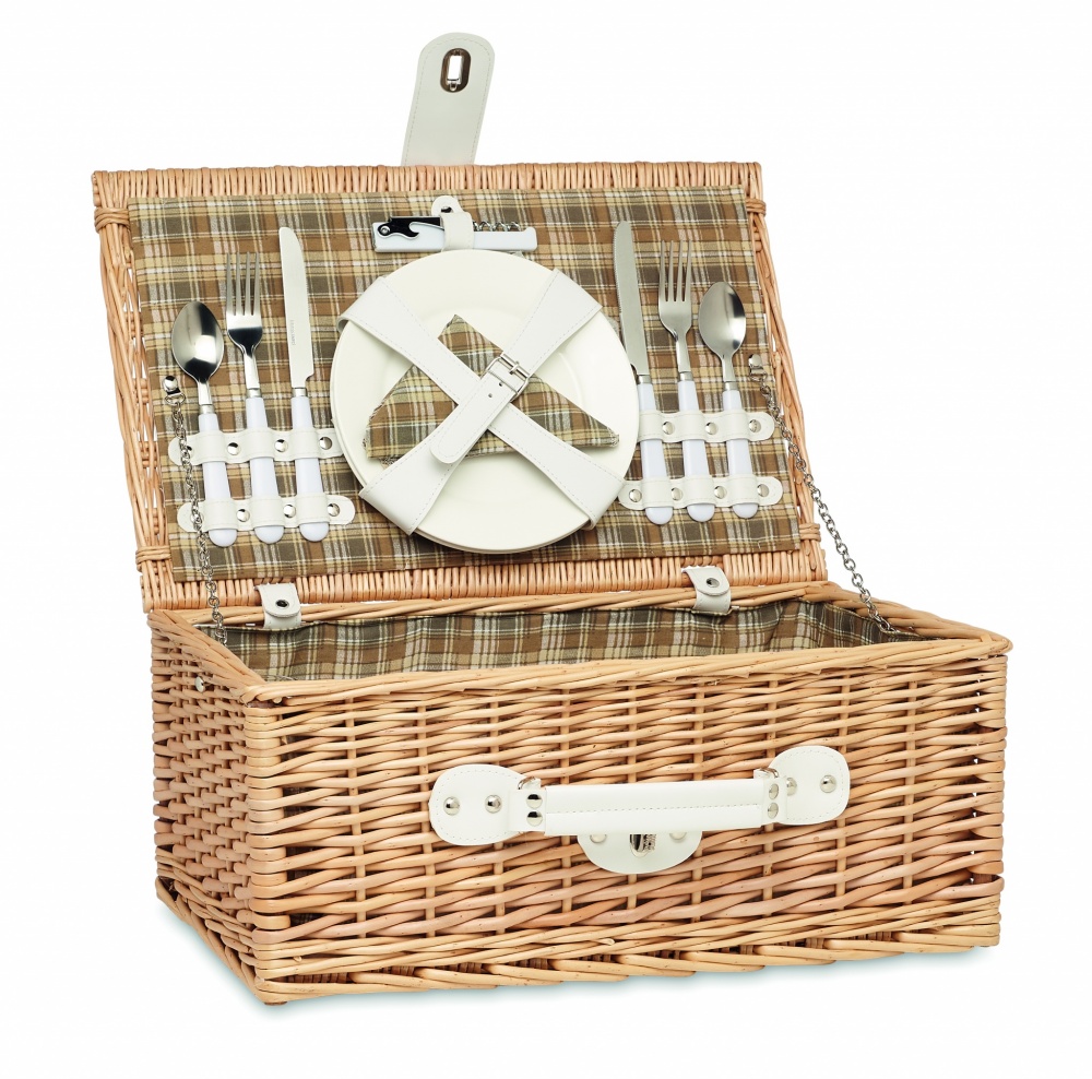 Logo trade promotional merchandise picture of: Wicker picnic basket 2 people