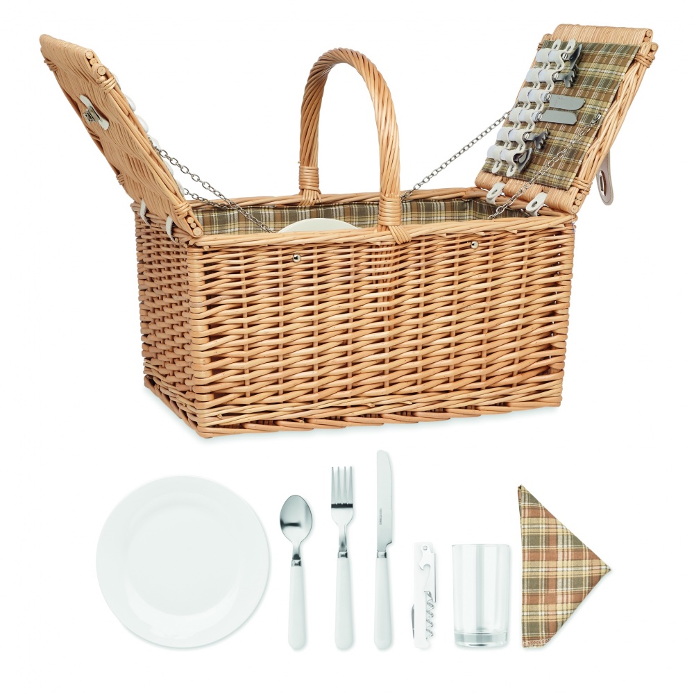Logo trade promotional products image of: Wicker picnic basket 4 people