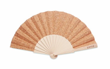 Logotrade promotional product picture of: Wood hand fan with cork fabric