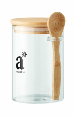 Logo trade business gifts image of: Glass jar with spoon 600 ml