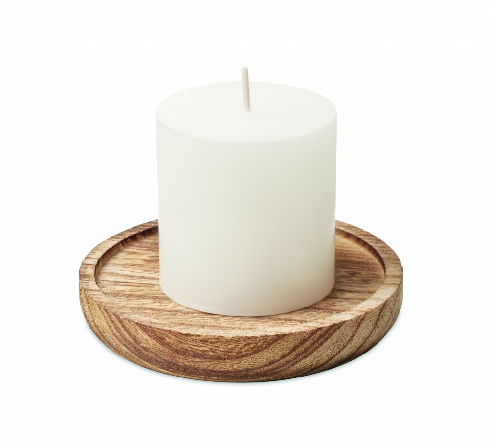 Logotrade promotional products photo of: Candle on round wooden base