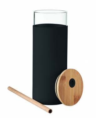 Logo trade promotional item photo of: Glass tumbler 450ml bamboo lid