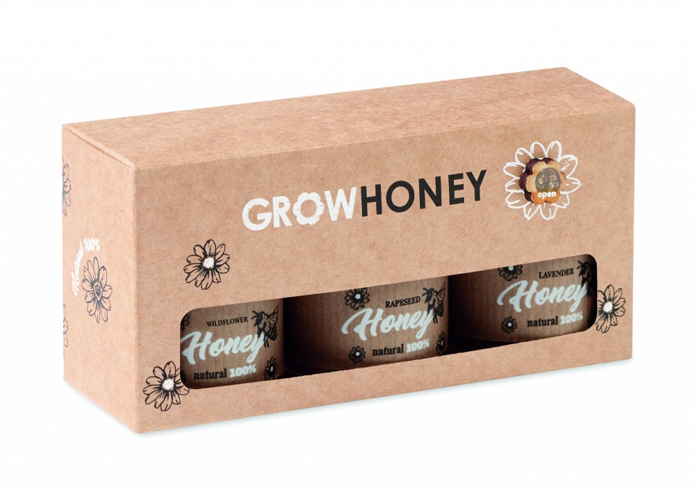 Logo trade corporate gifts picture of: Set of 3 wildflower honey