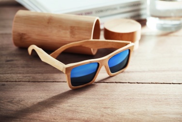 Logo trade promotional gifts image of: Sunglasses and case in bamboo KEILA