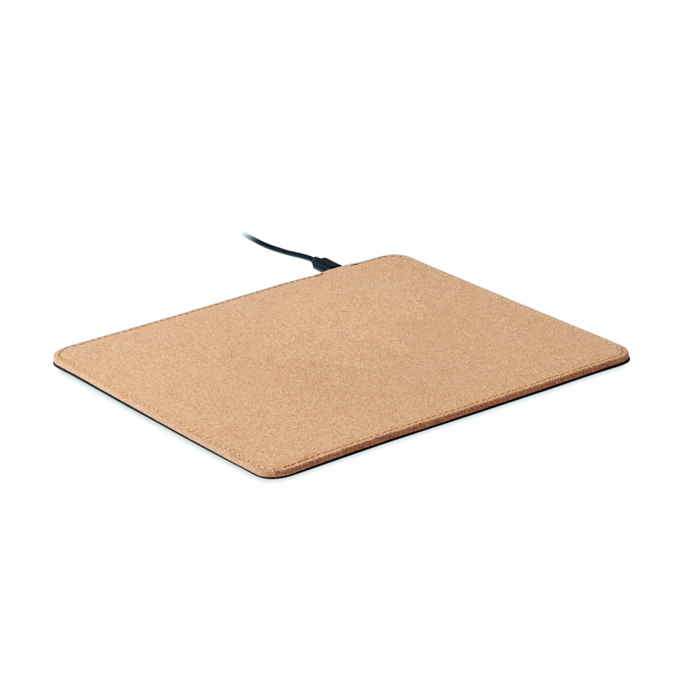 Logo trade promotional products image of: Cork mouse mat charger 15W